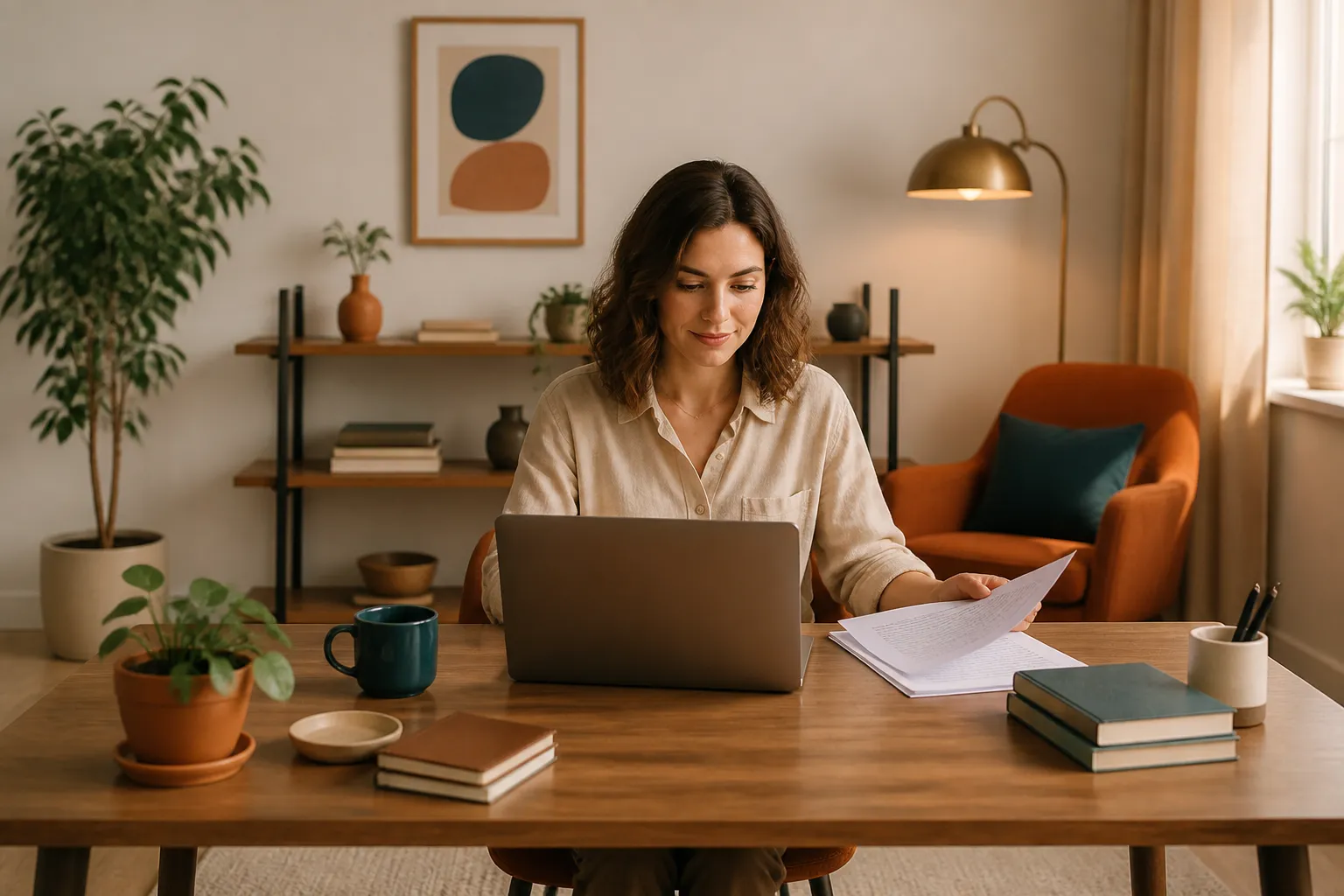 A clean professional workspace representing the GrowdioAI remote team approach
